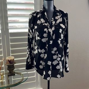 Ann Taylor camp shirt black/white blouse